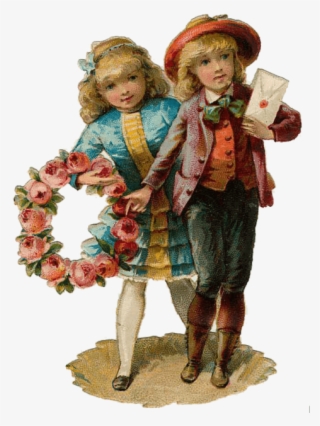 Two Victorian Vintage Kids - Victorian Christmas Png