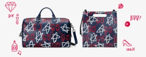 Gucci Guccighost Small Leather Tote Bag, Blue/silver,