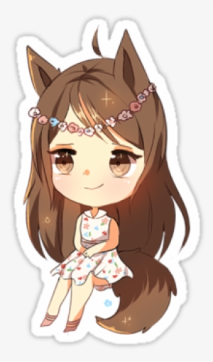 "chibi Flower Girl Sticker" Stickers By Oceanderp - Brunette Chibi Girl