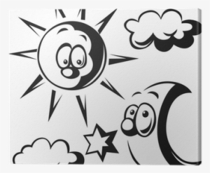 Sun, Moon, Cloud And Star - Illustration