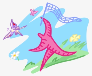 Vector Illustration Of Chasing Butterflies With Butterfly