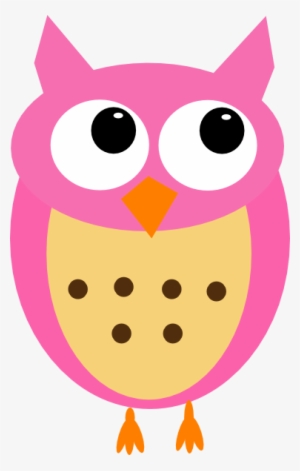 Pink Owl No Branch Clip Art - Owl Cartoon Pink Png