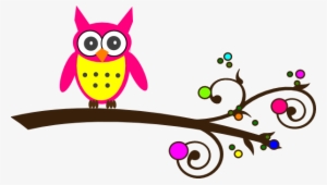 How To Set Use Pink Owl Colorful Branch Clipart - Colorful Owls Clip Art