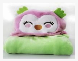 Green & Pink Owl Baby/toddler Hooded Blanket 1- 4 - Blanket