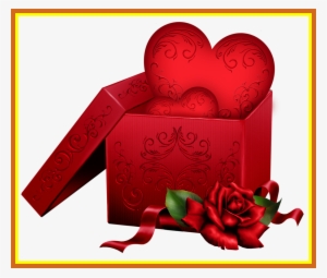 Amazing Transparent Gift Box With Heart And Rose Png - Love My Husband Status