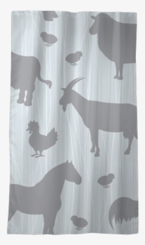 Seamless Pattern With Farm Animals Silhouettes Blackout - Window Valance