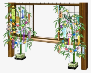 Window With Tanabata Decorations - Transparent Png Decorate Window