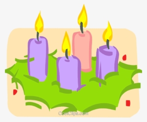 Velas De Adviento En Una Ofrenda Floral Libres De Derechos - Vela De Adviento Clipart