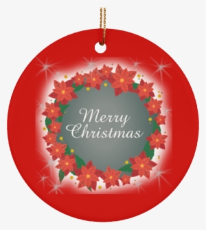 Poinsettia Festive Christmas Tree Decoration New Hanging - Merry Christmas-poinsettias-ribbons-custom Card