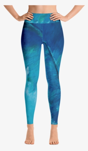 Blue Feather Leggings By Debbie Dannheisser - Yoga Pants