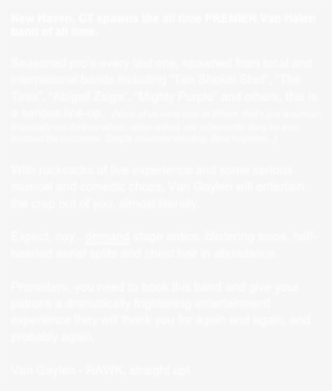 New Haven, Ct Spawns The All Time Premier Van Halen - Connecticut