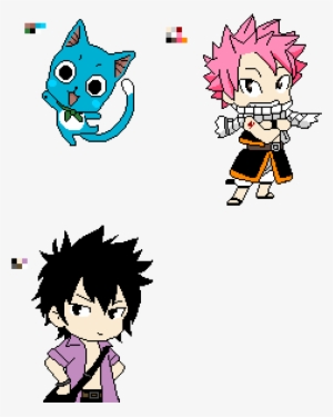 Happy, Natsu, And Gray From Fairy Tail - Gray Fullbuster