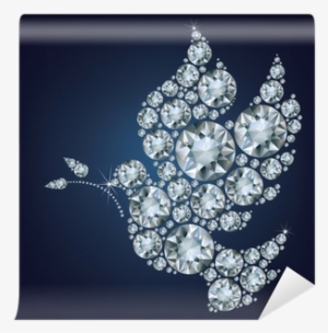 Peace Dove With Olive Branch Made From Diamonds Wall - Pillbox In A Round Shape Cockinsilver