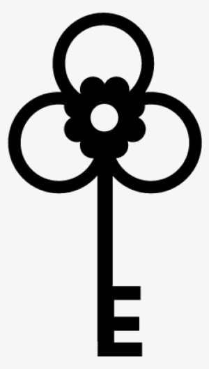 Key With Flower Shape On Three Leaves Vector - Llave Con Forma De Flor