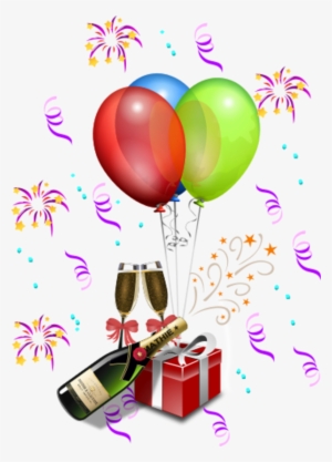 Champagne With Gift Boxes And Balloons - Wines And Balloons Png