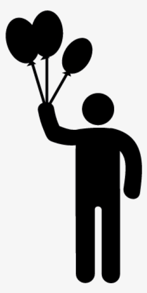 Standing Man With Balloons Vector - Man With Balloon Icon