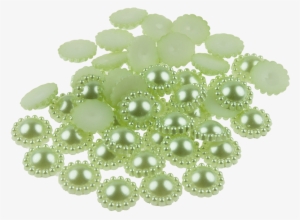 50 Green Flower Shape Flat Back Pearl 12mm - Flower