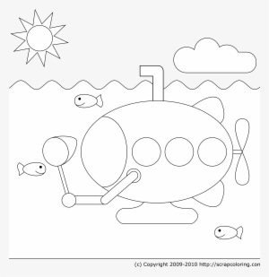 Fishing Submarine Coloring Page - Submarine Coloring Pages