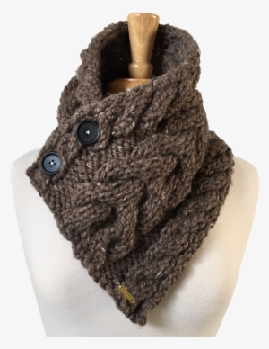 Cabled Button Scarf - Wool
