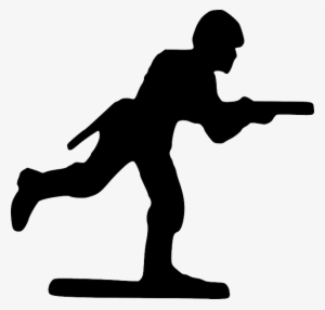 Silhouette, Cartoon, Toy, Gun, Running, Run, Soldier - Soldier Clip Art
