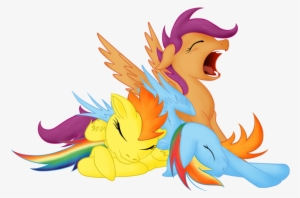 Dreamscape195, Cuddle Puddle, Cuddling, Rainbow Dash, - Mlp Snuggle Scootaloo