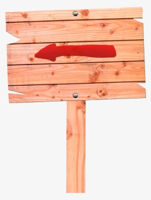 Wood Sign Red Arrow - Clip Art