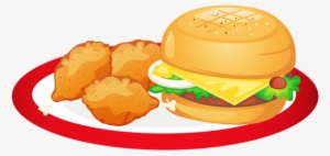 Hamburger And Chicken Legs Plate Png Clipart - Plate Of Food Clip Art