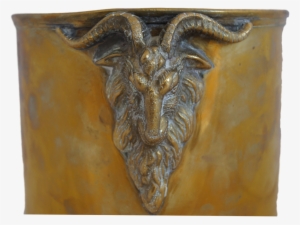 Vintage Spanish Ram's Head Brass Ice Bucket - Carving