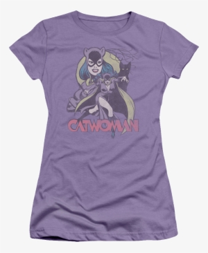 Junior Catwoman Shirt - Dc/bachelorette Junior Sheer In Lavendar, Girl's, Purple