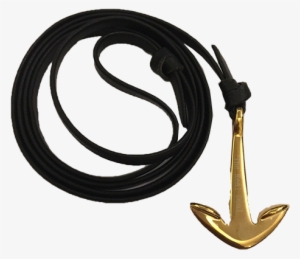 Classic Gold Anchor With Black Leather - Sata Cable