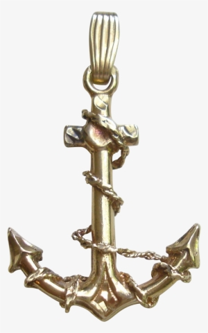 A Wonderful 14k Yellow Gold Anchor Pendant - Pendant