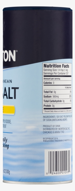 Shaker Morton® Mediterranean Fine Sea Salt - Morton Sea Salt, Mediterranean, Coarse - 17.6 Oz Canister