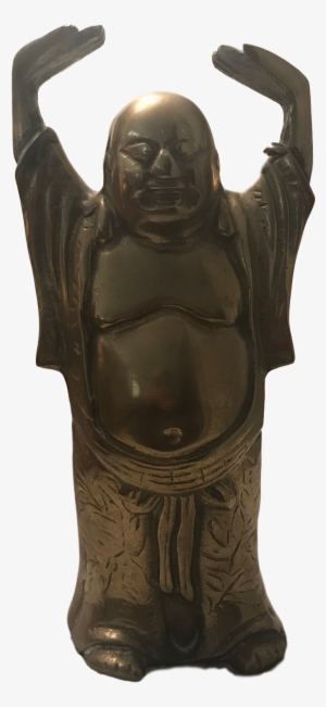 Vintage Solid Brass Happy Buddha Statue - Brass
