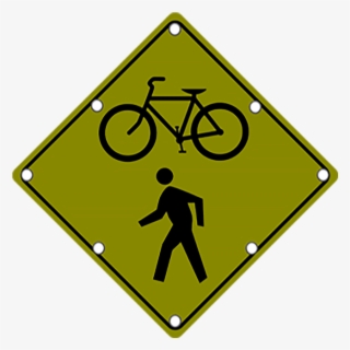 Ts40 - Yellow Diamond Bike And Pedestrian Crossing Signs