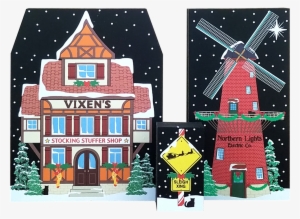 It Even Has Glittery Snow - Cats Meow Village Sleigh Crossing Sign North Pole Series