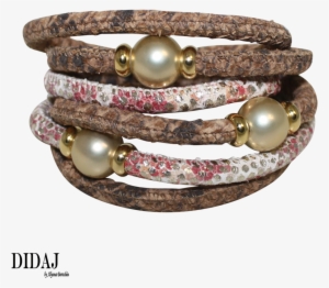 Natural Python & Coral Snake Italian Wrap Leather Bracelet - Pearl Leather Wrap Bracelet