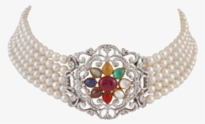 String Of Pearls Png Diamond Pendant Studded In 18k - Gold