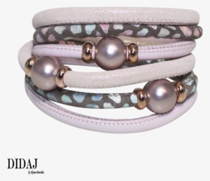 Didaj Pearl Baby Pink Mosaic Italian Wrap Leather Bracelet