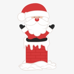 Santa In Chimney Svg Scrapbook Cut File Cute Clipart - Santa In The Chimney Clipart