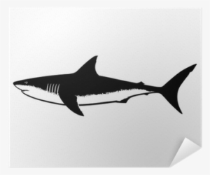 Great White Shark Silhouette Isolated On White Poster - Duvin Design Male Jaws Crew Heather Xl