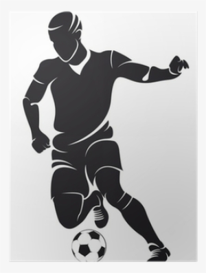 Vector Football Player Silhouette With Ball Isolated - False Soccer Wall Decal Vinyl Wall Sticker Sport Sticker