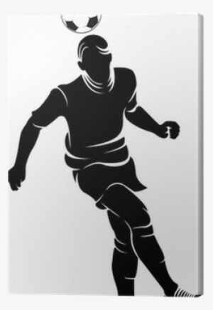 Football Player Silhouette With Ball Isolated Canvas - Football
