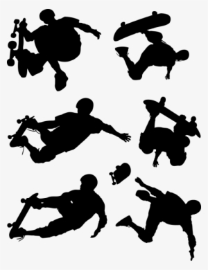 Skateboard Action Figures Silhouettes - Skateboard Vectors