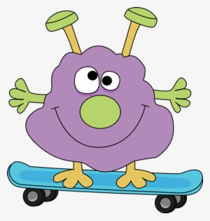Monster On A Skateboard Clip Art - Cartoon Monster On A Skateboard