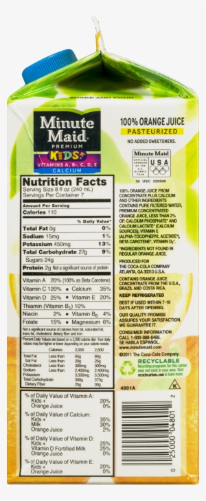 Minute Maid, Premium Kids Vitamins & Calcium100% Orange