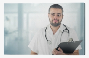 Doctor Standing At The Hospital Holding A Clipboard - Physician