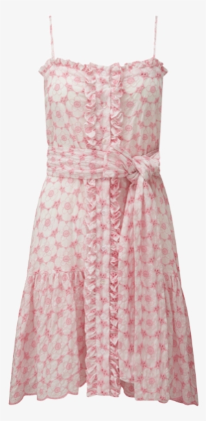 Poppy Pink And White Eyelet Mini Slip Dress - Slip Dress