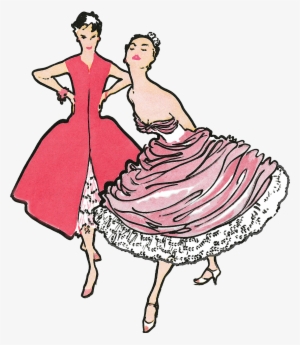 Woman In Pink Vintage Dresses Png - Dress