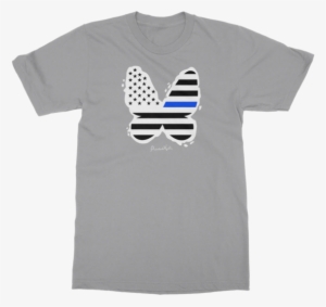 Thin Blue Line Butterfly Flag ﻿classic Adult T-shirt - Hawkins Indiana Stranger Things Clothing