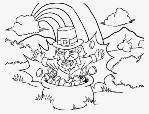 Leprechaun In Pot Of Gold Coloring Page - Leprechaun Pot Of Gold Coloring Pages